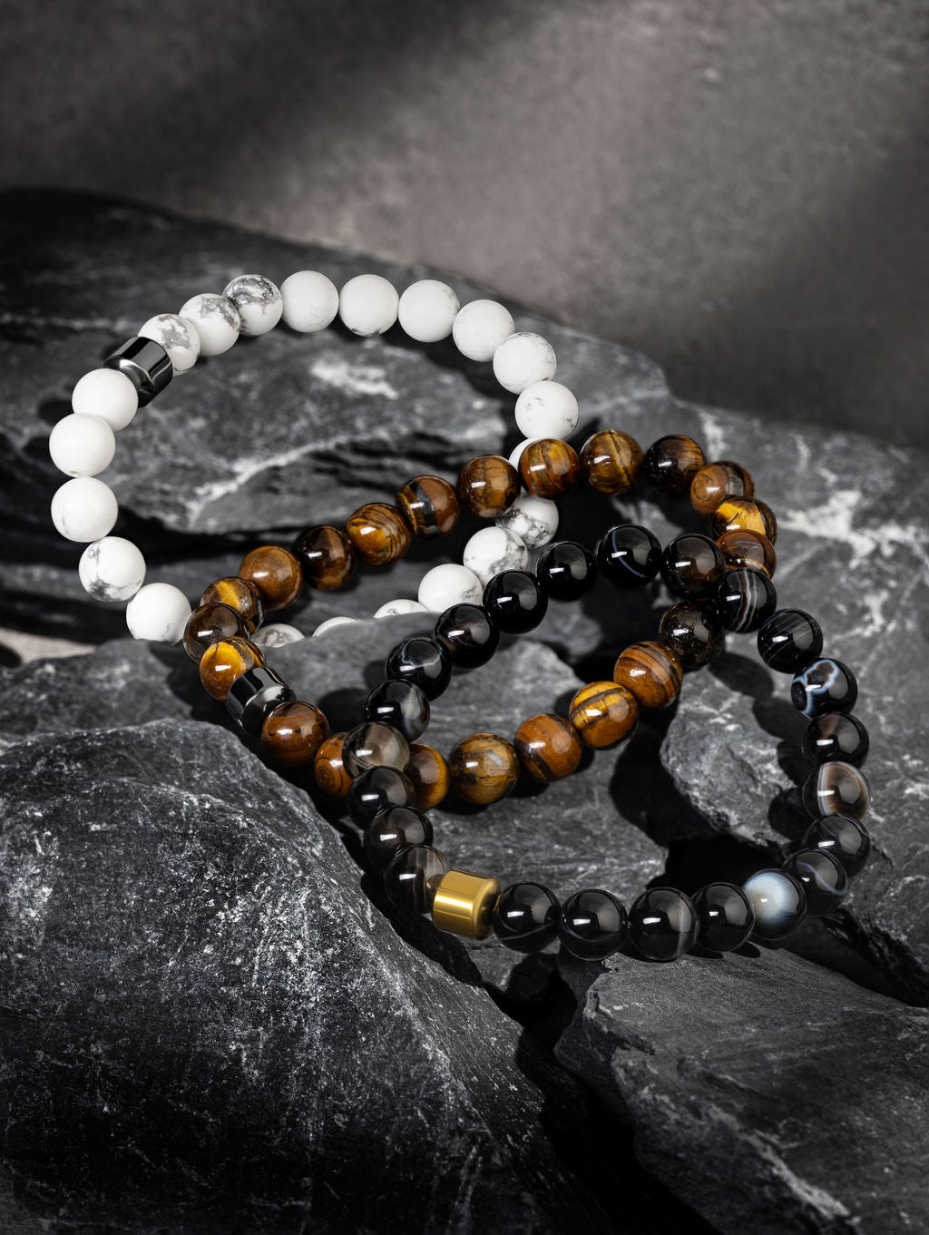 Beaded brown bracelets for men