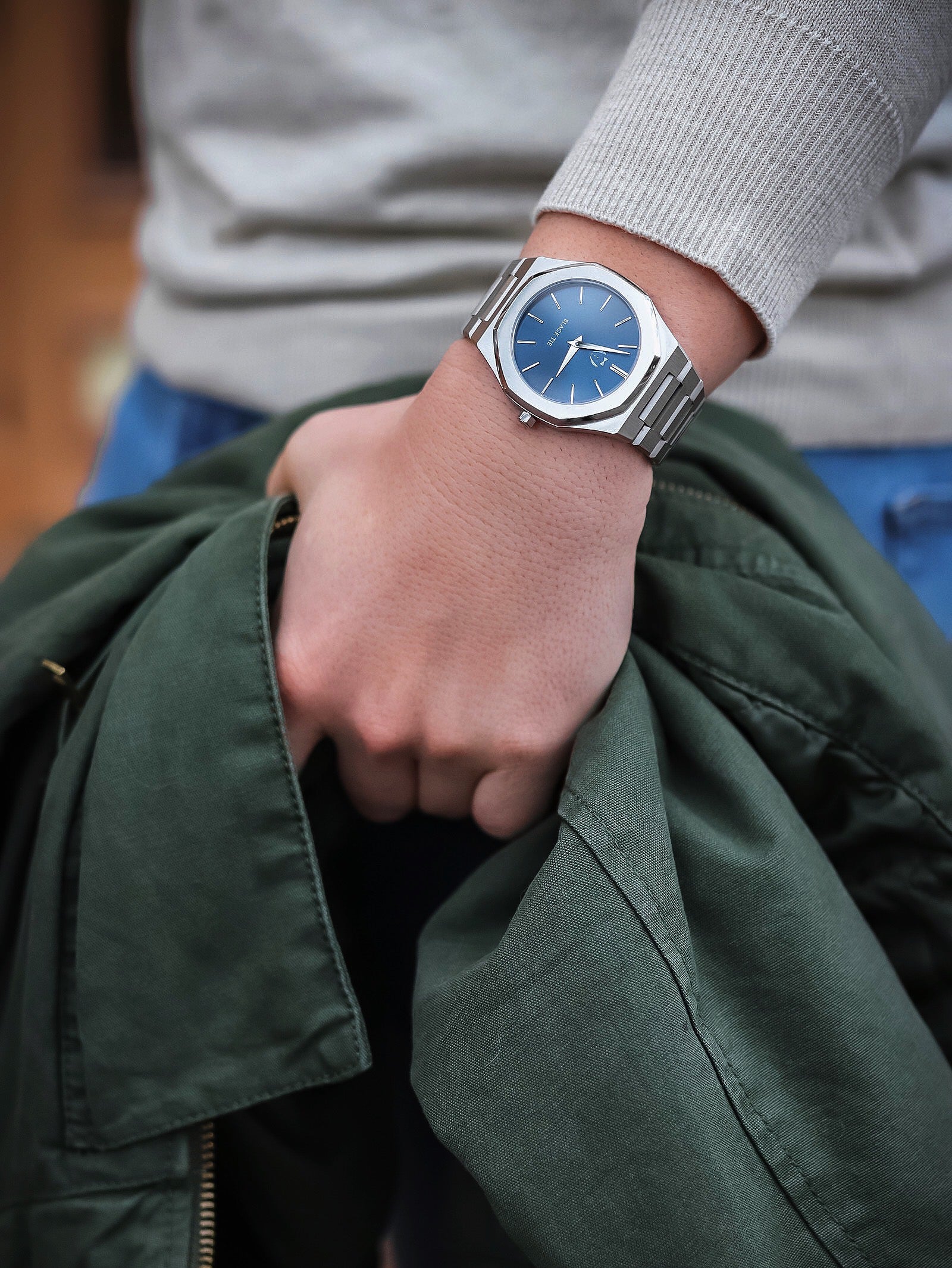 Minimalist steel watch for men