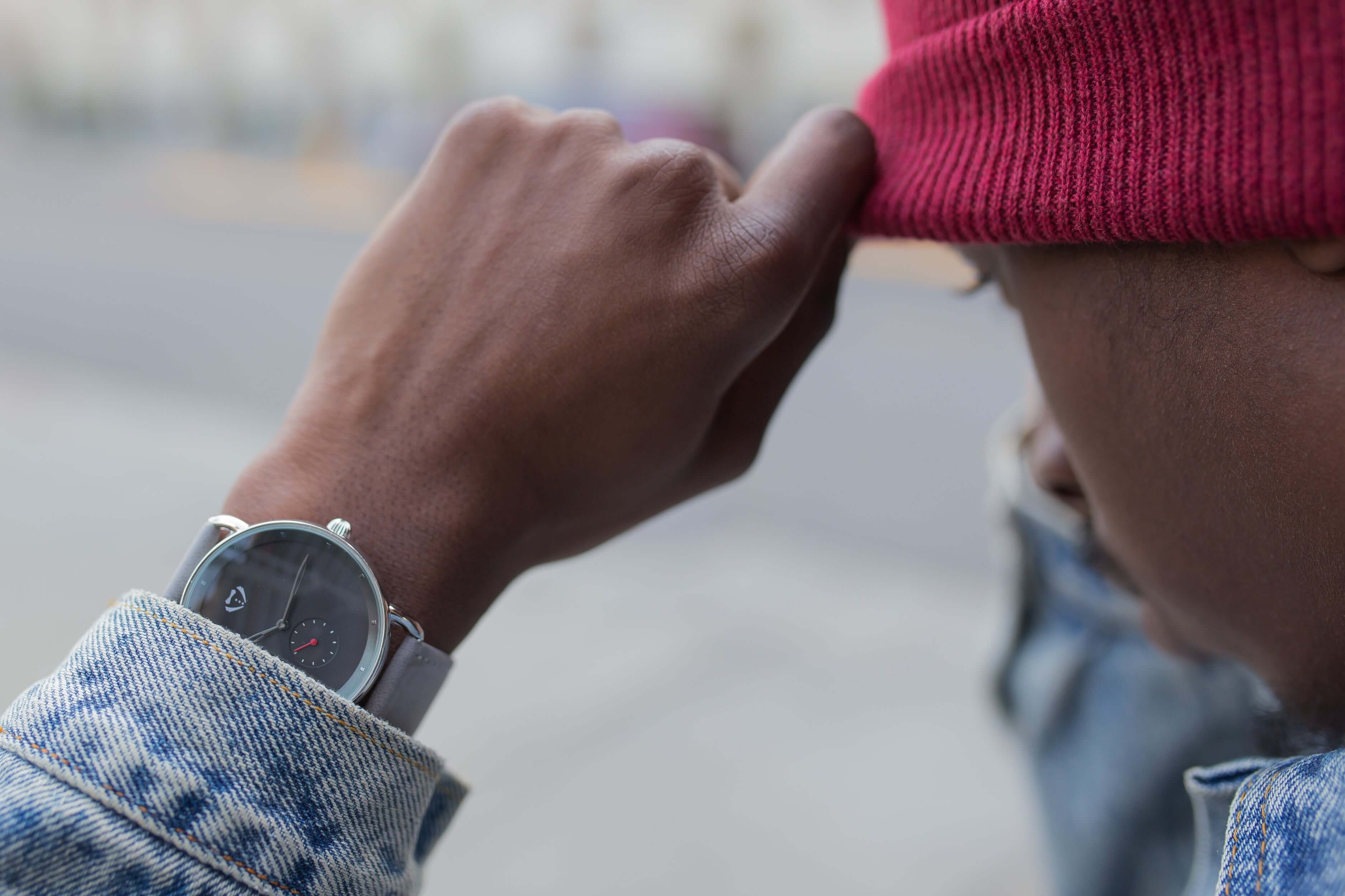 minimalist grey leather watches