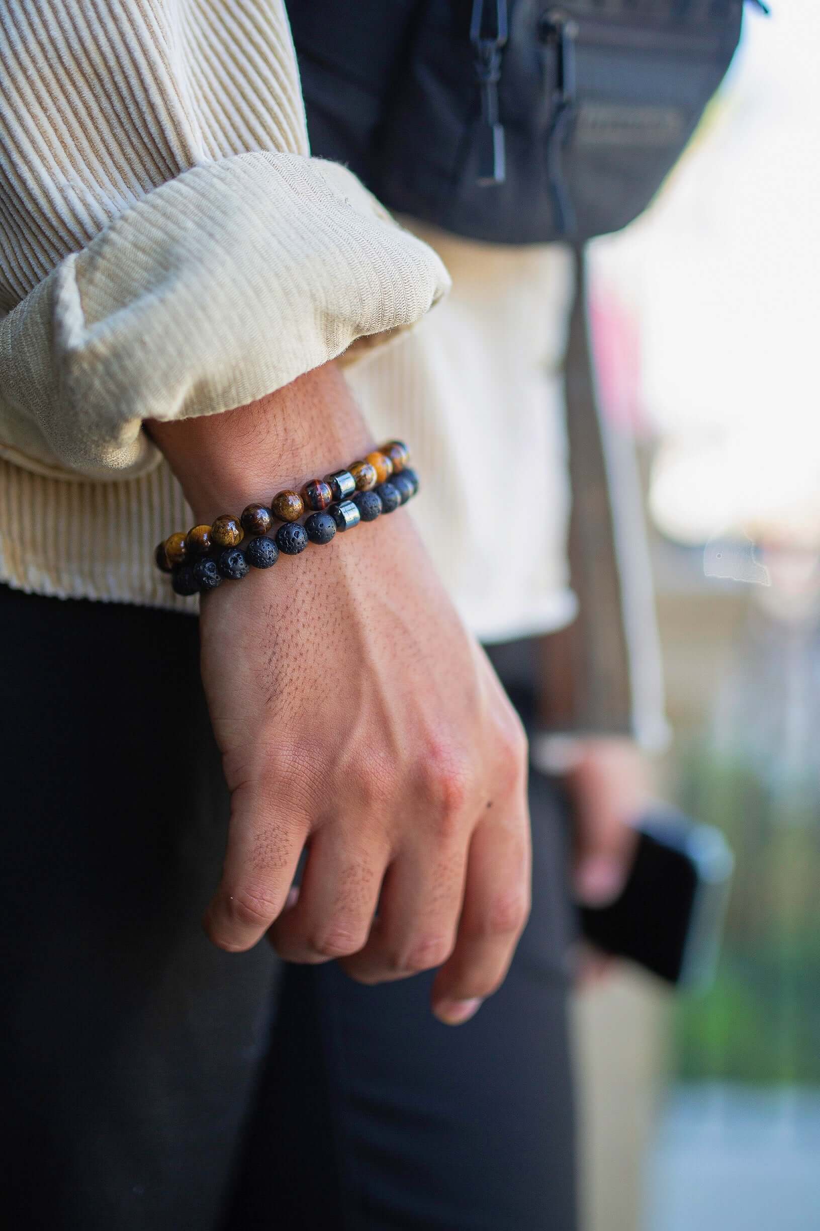 Black modern beaded bracelets